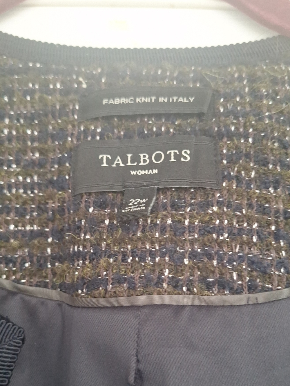 Talbots Navy Tweed Open-Front Jacket - Picture 2 of 6